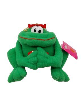 Fun World Frog Plush Stuffed Animal Green Red 4" Valentines